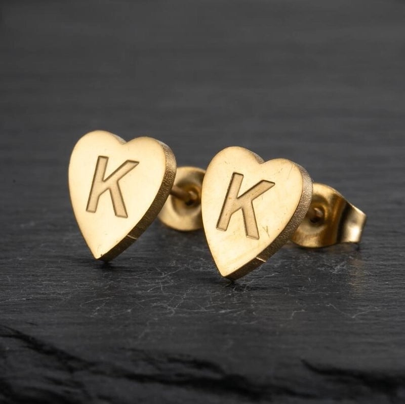 1 Pair Fashion Letter Heart Shape Plating 304 Stainless Steel 18K Gold Plated Ear Studs