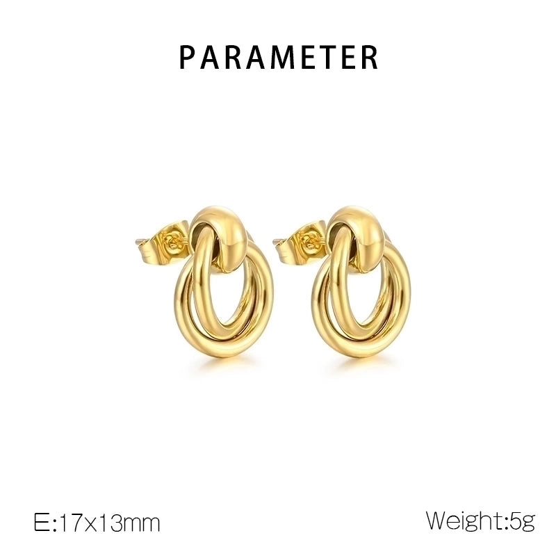 1 Pair Minimalist Circle 304 Stainless Steel 18K Gold Plated Ear Studs