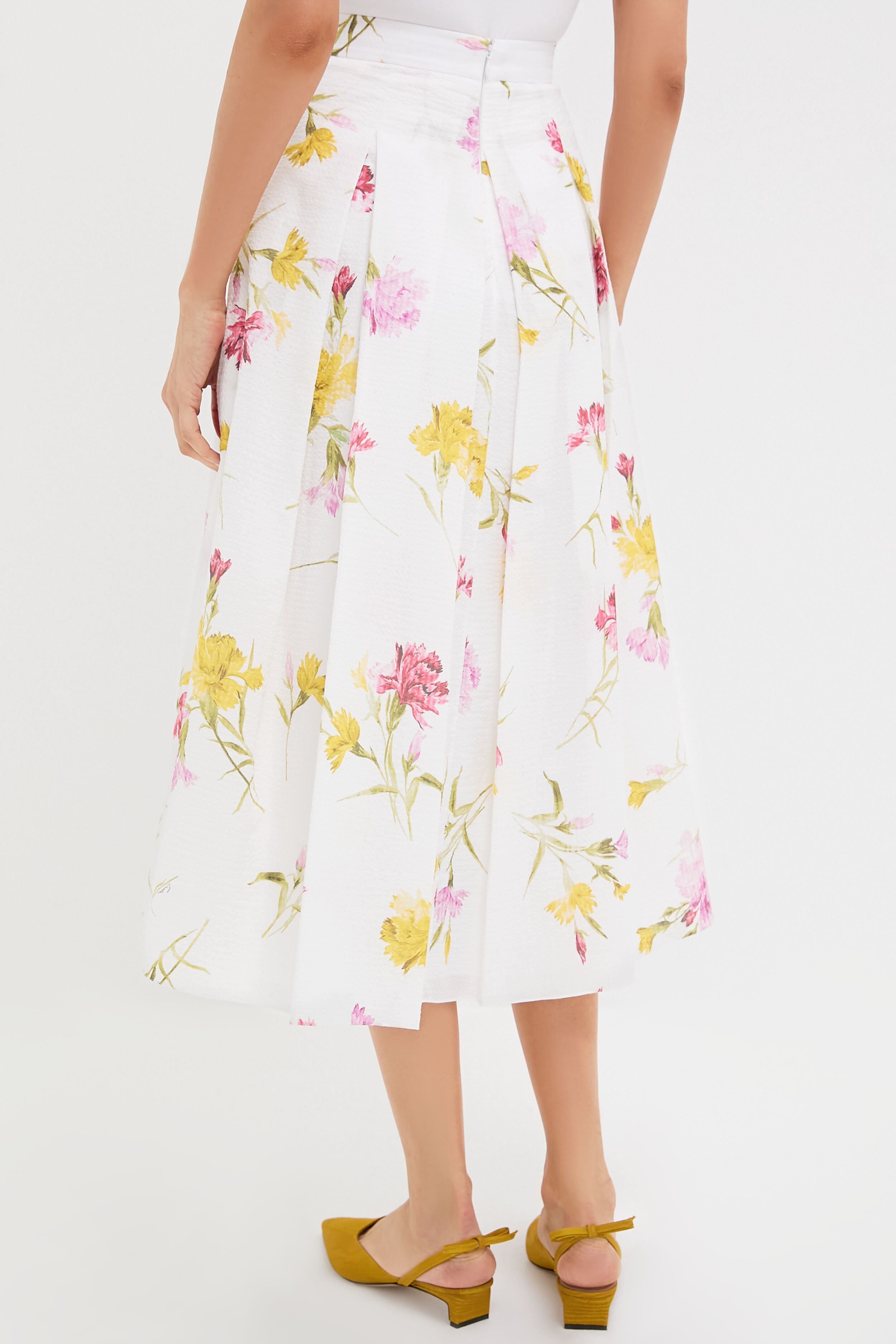 Dancing Carnation Multi Pleated Midi Skirt