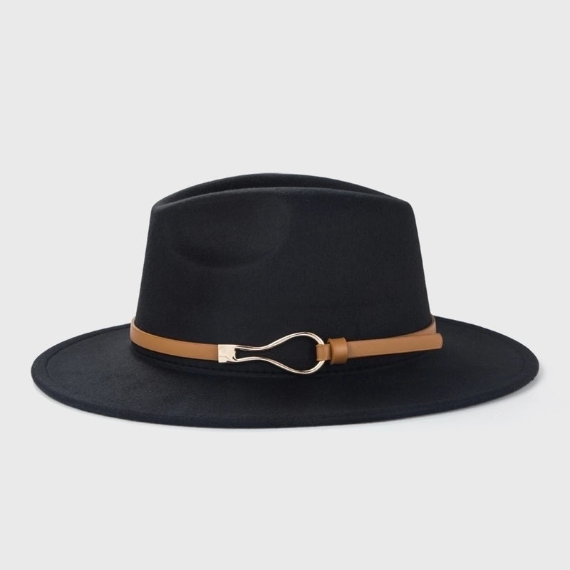 Retro Woolen Hats Men's Belt Hat Simple Big Brim Jazz Hat