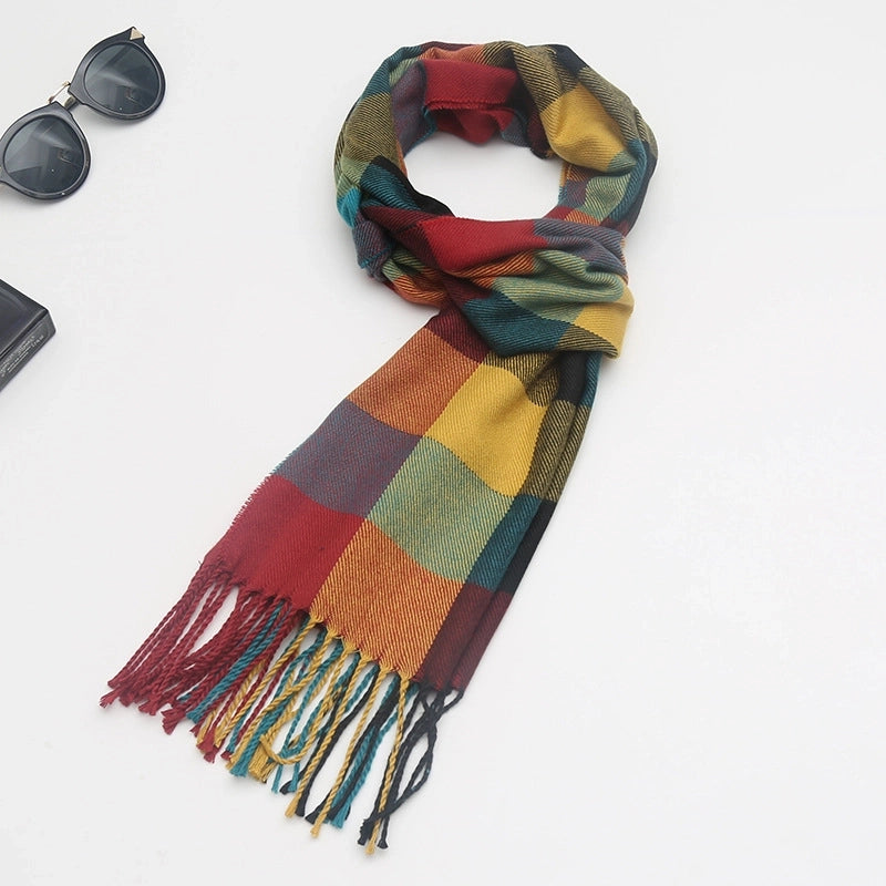 New Couple Plaid Scarf Parent-child Scarf Autumn And Winter Men's And Women's New Cashmere Plaid Color Matching Shawl