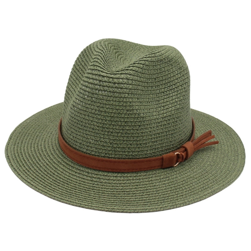 Unisex Pastoral Solid Color Wide Eaves Straw Hat