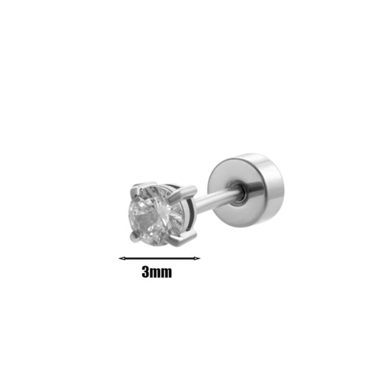 1 Piece Ear Cartilage Rings & Studs Minimalist Round 316L Stainless Steel  Plating Inlay Zircon