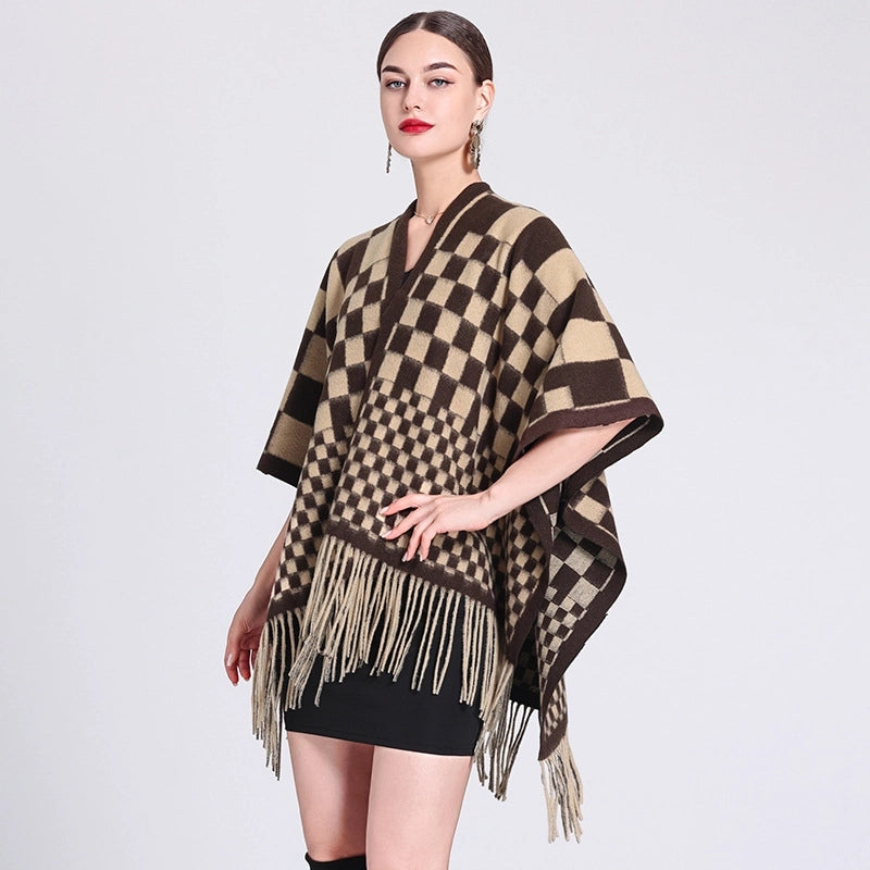 Women's Streetwear Plaid Blended Shawl