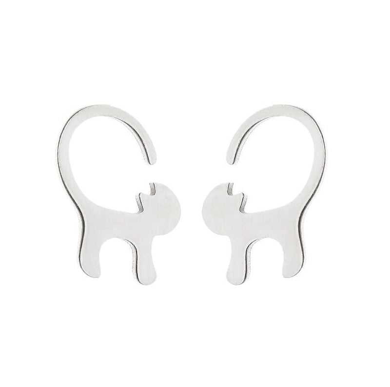 Minimalist Animal Stainless Steel Plating Hollow Out Ear Studs 1 Pair