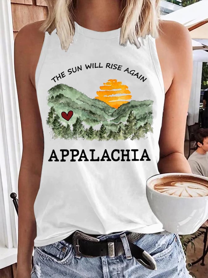 Women's Appalachia Strong. The Sun Will Rise Again Printed Tank Top