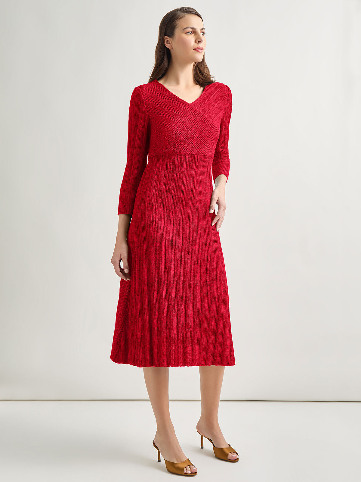 Textural Stripe Knit Midi Dress