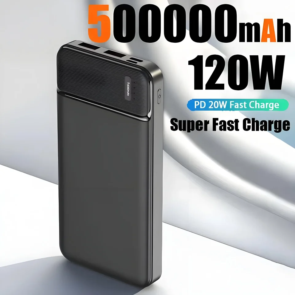 120W 50000mAh PowerBank Portable Super Fast Charger External Battery PoverBank High Capacity PowerBank For iPhone Samsung Xiaomi
