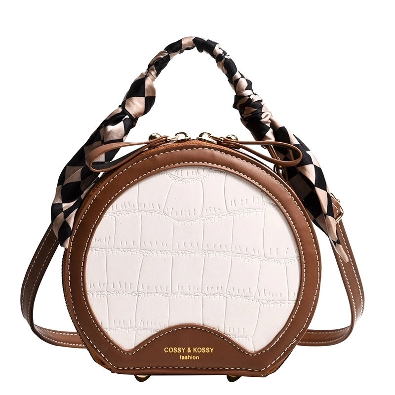 Women's Small Pu Leather Solid Color Streetwear Round Zipper Circle Bag
