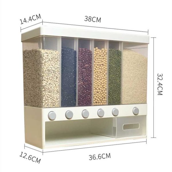 10 Kg Wall Mounted Divided Rice and Cereal Dispenser