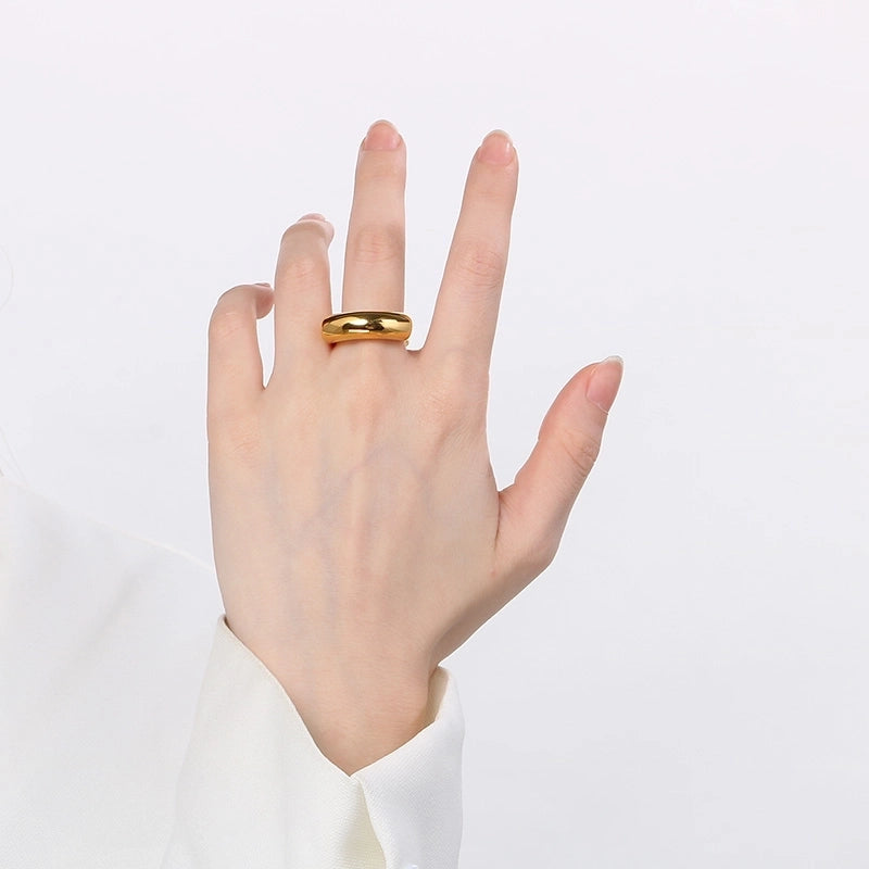 Basic Classic Style Commute Geometric Solid Color 304 Stainless Steel 18K Gold Plated Rings In Bulk