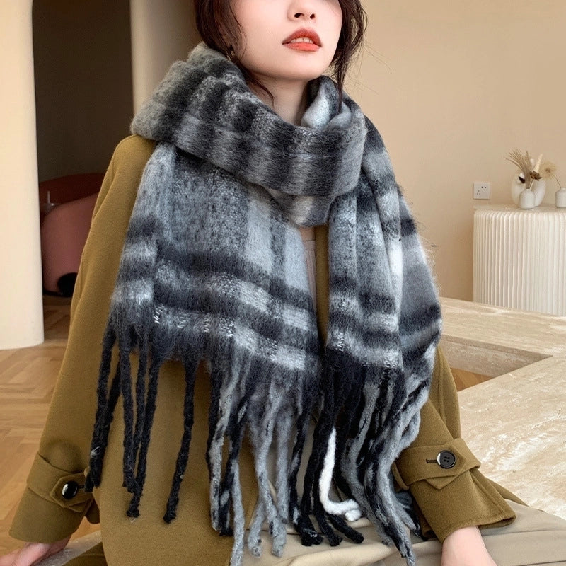 Popular Spring And Winter AC Scarf Warm Thickened Color Plaid Scarf Scarf Shawl Fashionable Western Style Outer Wear