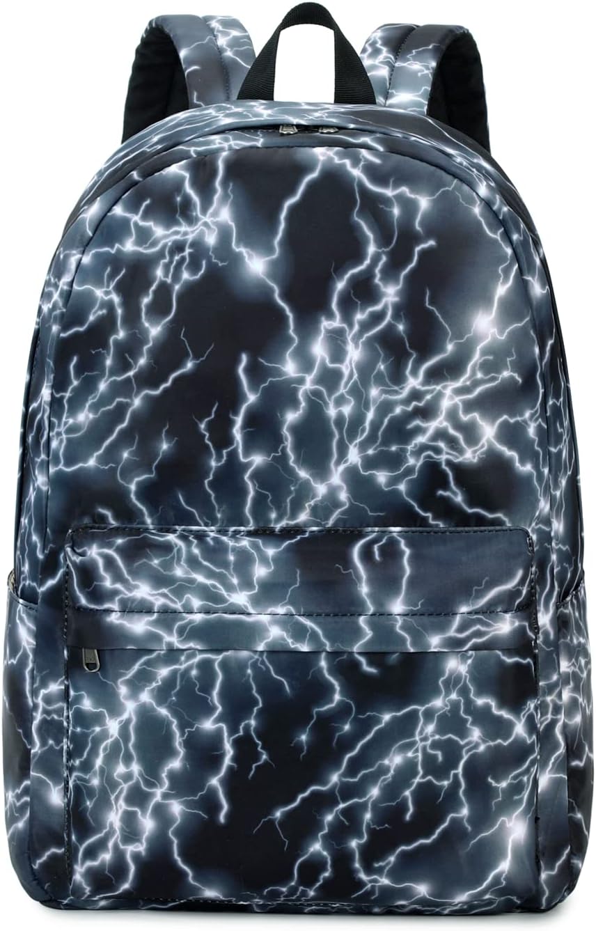 Boy School Backpack Elementary Middle Lightning Bookbag Laptop Teenager Waterproof Lightweight 17 Inches (1-Blue)