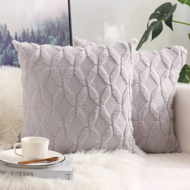 Fashion Solid Color Short Plush Pillow Cases Couch & Sofa Decor