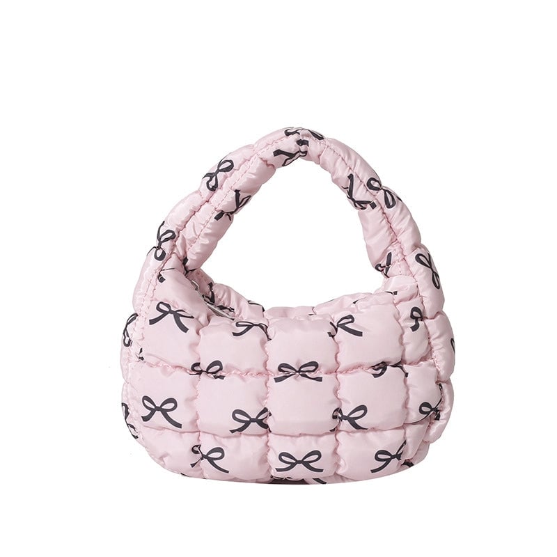 Women's Nylon Printing Bow Knot Classic Style Cloud Shape Zipper Cloud Shape Bag Handbag