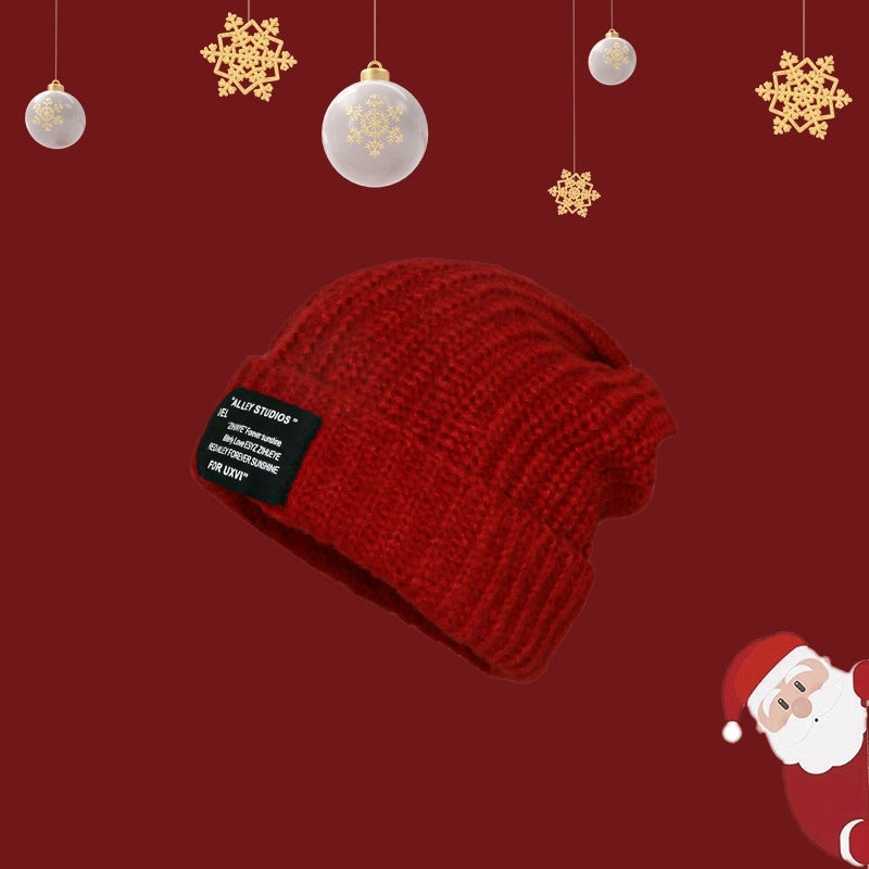 Women's Casual IG Style Lattice Solid Color Elk Knit Scarf Hat Beanie Hat
