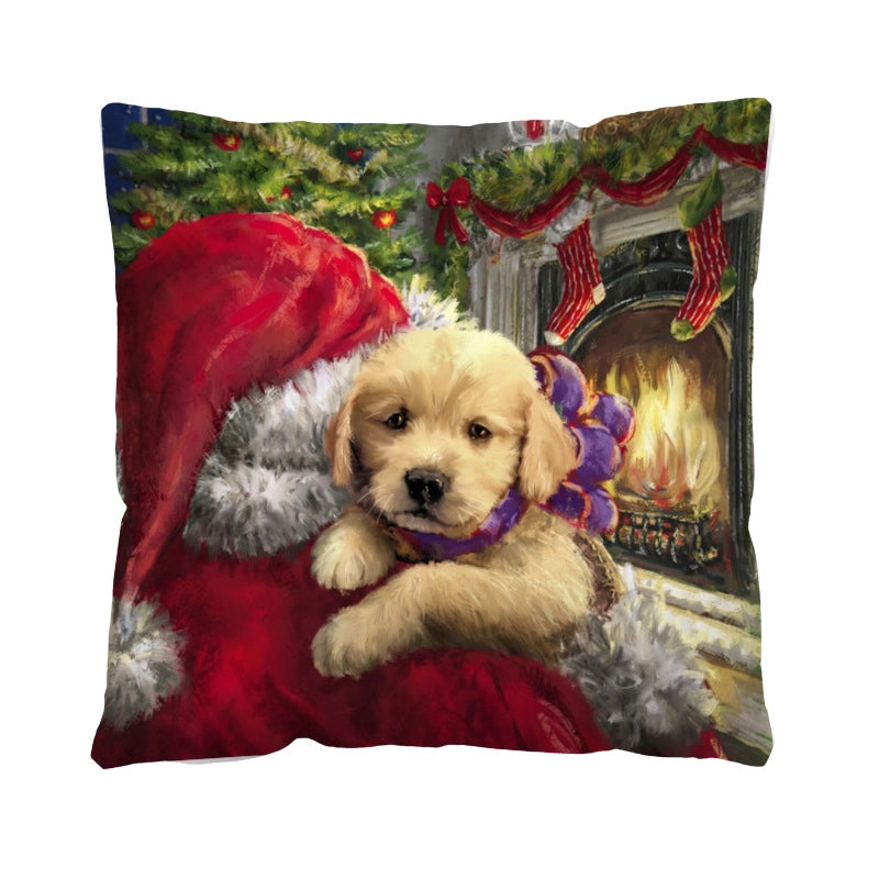 Christmas Glam Santa Claus Snowman Short Plush Pillow Cases Couch & Sofa Decor