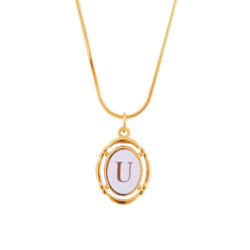 Stainless Steel Classic Style Stoving Varnish Plating Letter Pendant Necklace