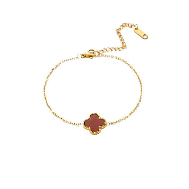 Moderate Luxury Women Rhombus Titanium Steel 18K Gold Plated Bracelets