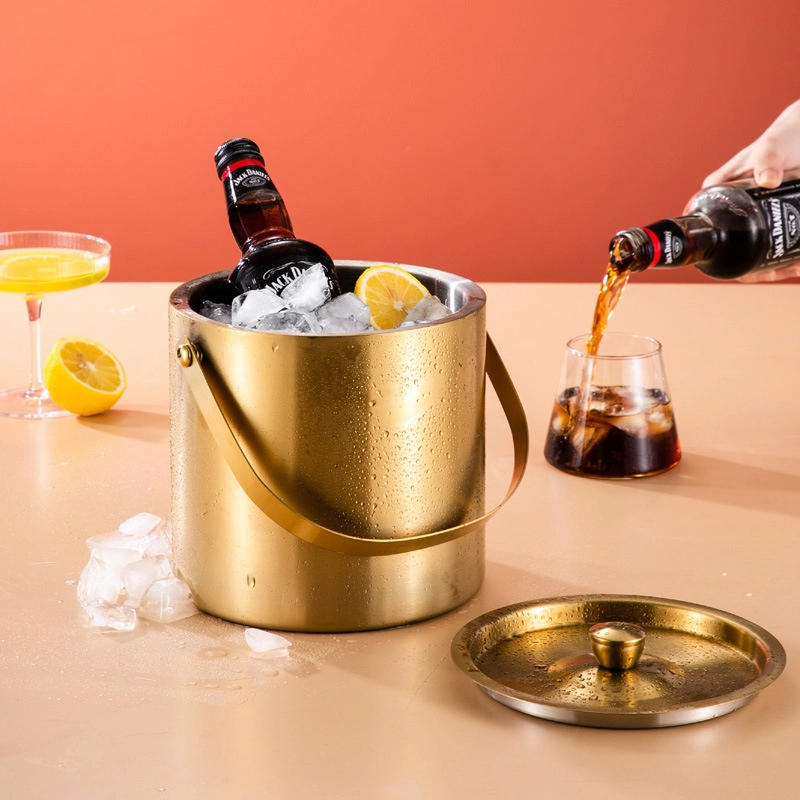 304 Stainless Steel Ice Barrel Ice Bucket Bar KTV Commercial Household Small Ice Grain Beer Bucket Storage Bucket