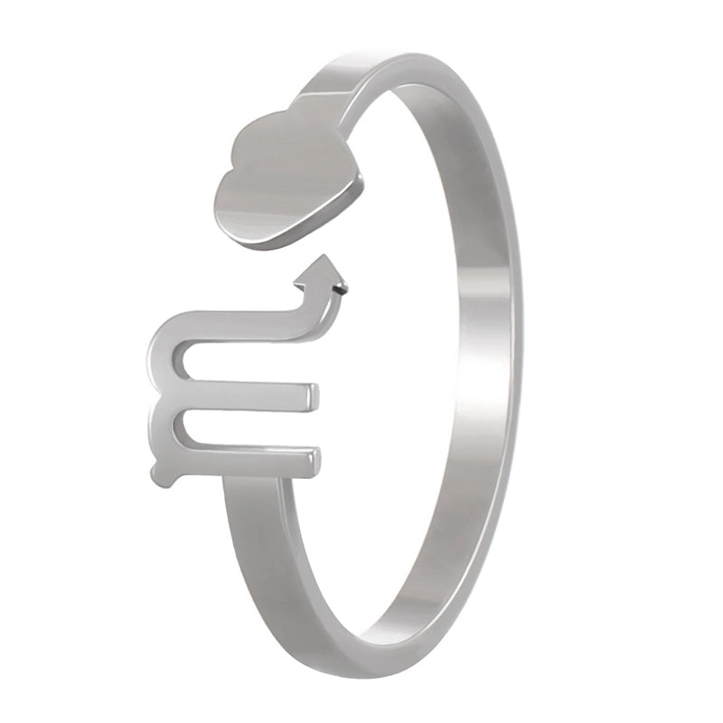 Minimalist Twelve Constellation Stainless Steel Open Rings