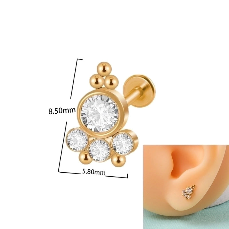 1 Piece Lip Rings Casual Elegant Minimalist Geometric 304 Stainless Steel Plating Inlay Rhinestones 18K Gold Plated