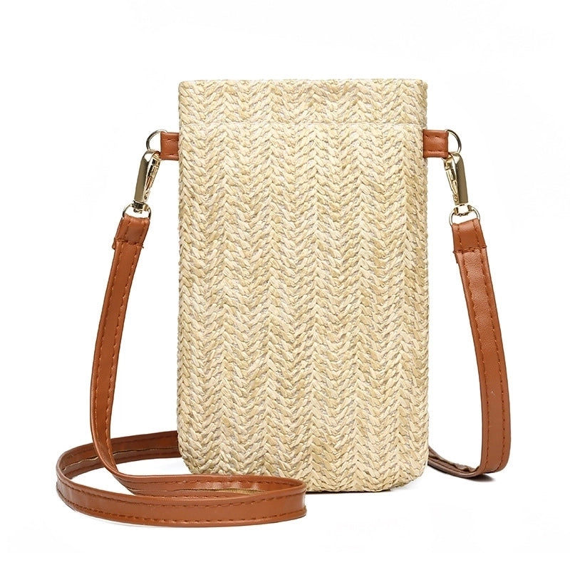 Women's Small Straw Solid Color Basic Square Magnetic Buckle Shoulder Bag Crossbody Bag Straw Bag