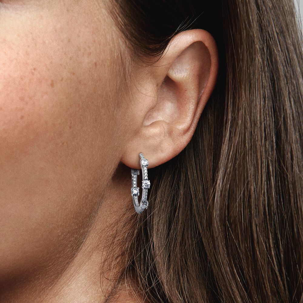 Sparkling Pavé Bars Pandora Hoop Earrings