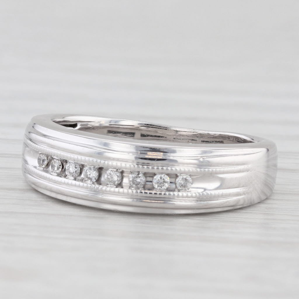 0.60ctw Diamond Wedding Band 10k White Gold Size 7.5 Stackable Ring
