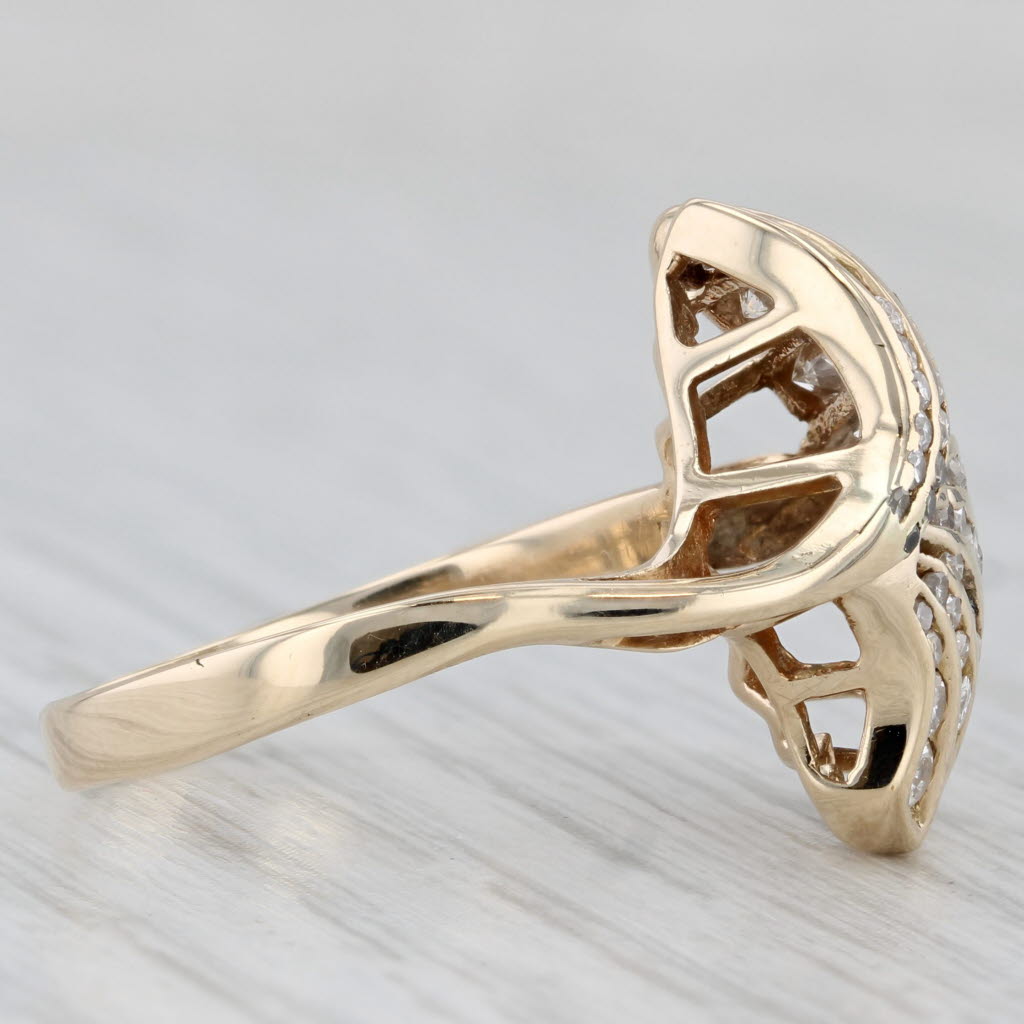 0.98ctw Diamond Fan Ring 14k Yellow Gold Size 8.5 Cocktail