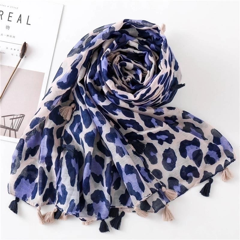 Leopard-print Cotton And Linen Scarves. Shawl. Long Silk Scarf. Keep Warm