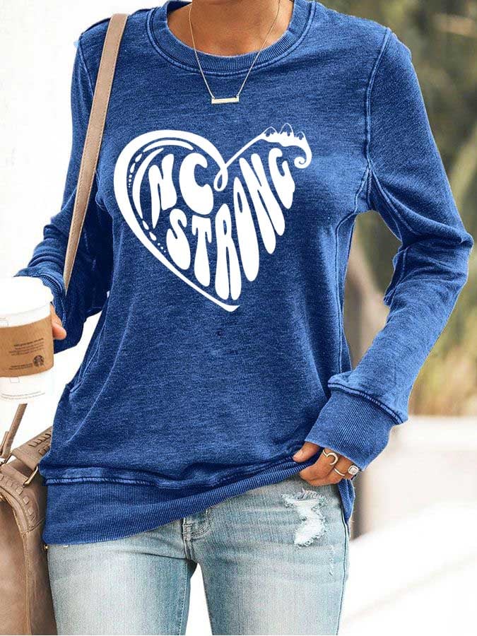 Women's NC Strong Print Casual Long Sleeve Sweater