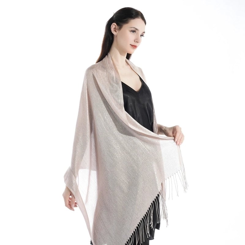 Exclusive For New Women's Shawl Autumn And Summer Women Tassel Silver Silk Ball Dinner Party Scarf