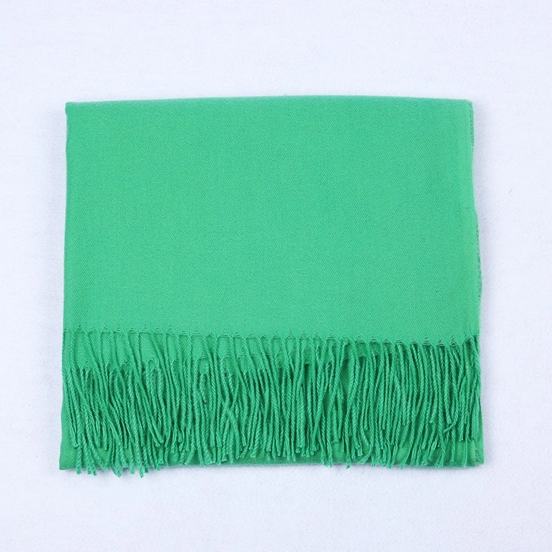 Cashmere Solid Color Scarf Women's Autumn And Winter 220g Explosions Barbed Hair Padded Travel Warm Tassel Shawl