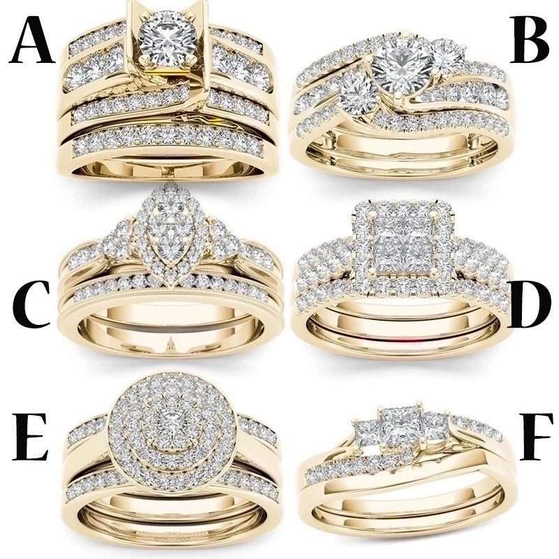 Fashion Flower Alloy Plating Artificial Gemstones Women'S Ring Sets