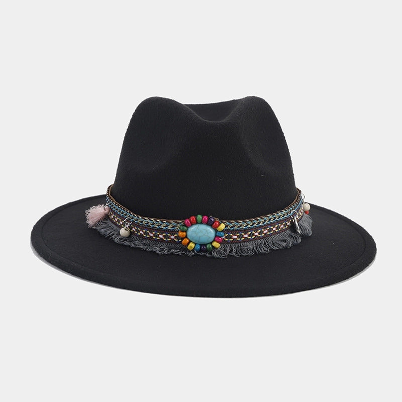 Women's Elegant Basic Solid Color Big Eaves Fedora Hat