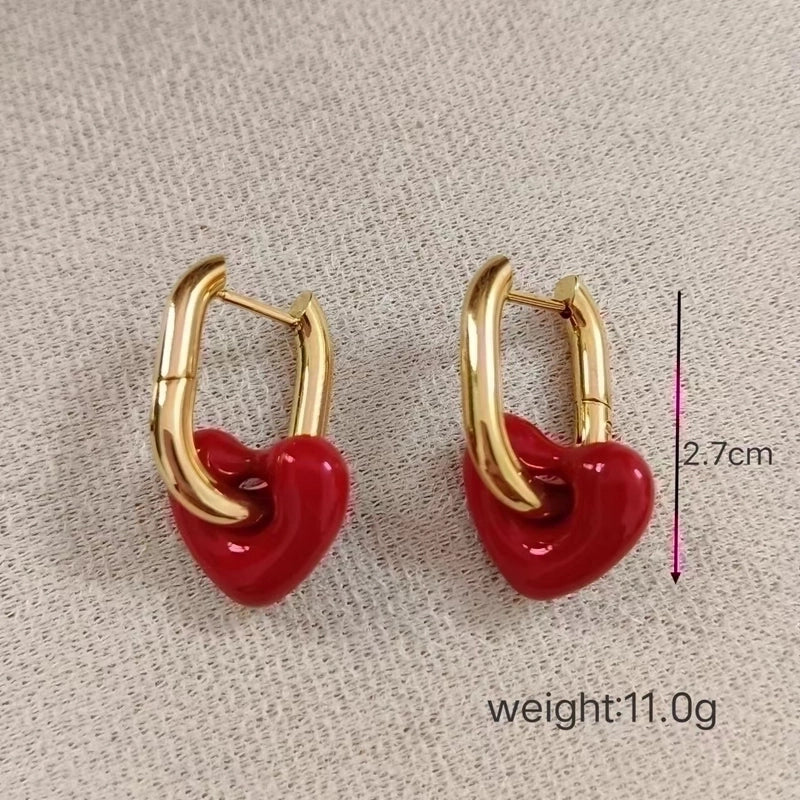 1 Pair Minimalist Classic Style Heart Shape 304 Stainless Steel 18K Gold Plated Earrings