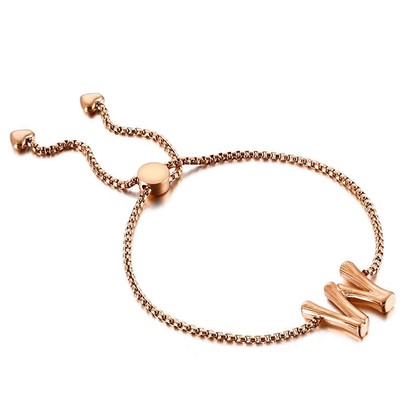 Casual Minimalist Letter Heart Shape Stainless Steel 18K Gold Plated Bracelets In Bulk