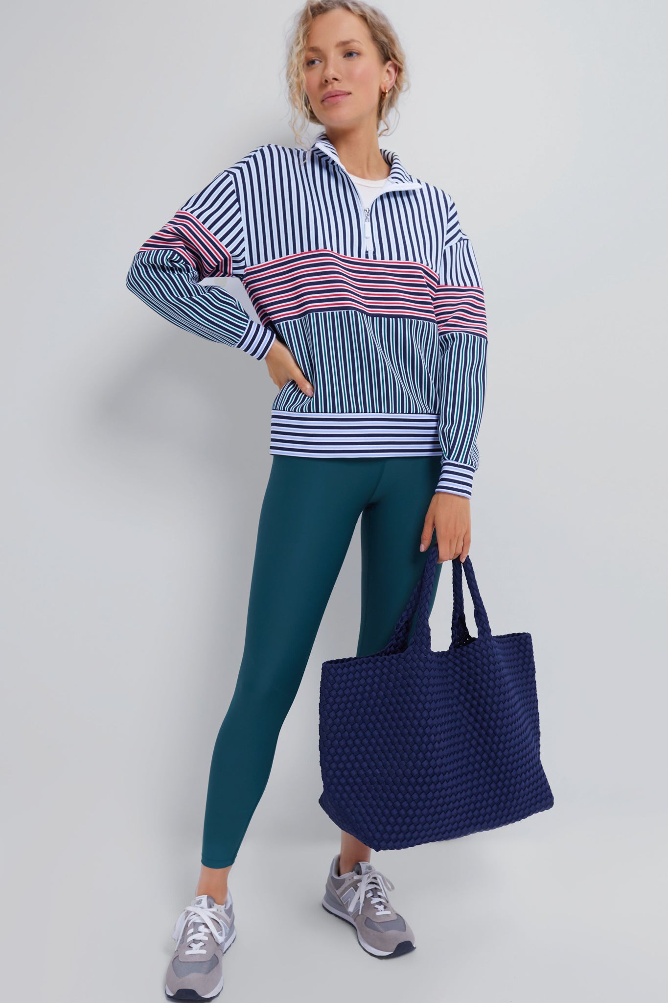 Cherry Stripe Varsity Quarter Zip
