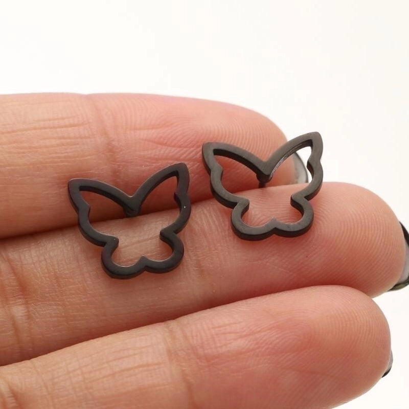 1 Pair Minimalist Butterfly Plating Hollow Out 304 Stainless Steel 18K Gold Plated Ear Studs