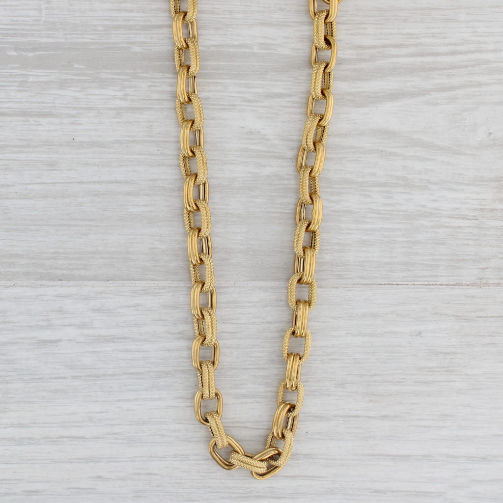 Long Cable Chain Necklace 18k Yellow Gold 29.75 6.7mm
