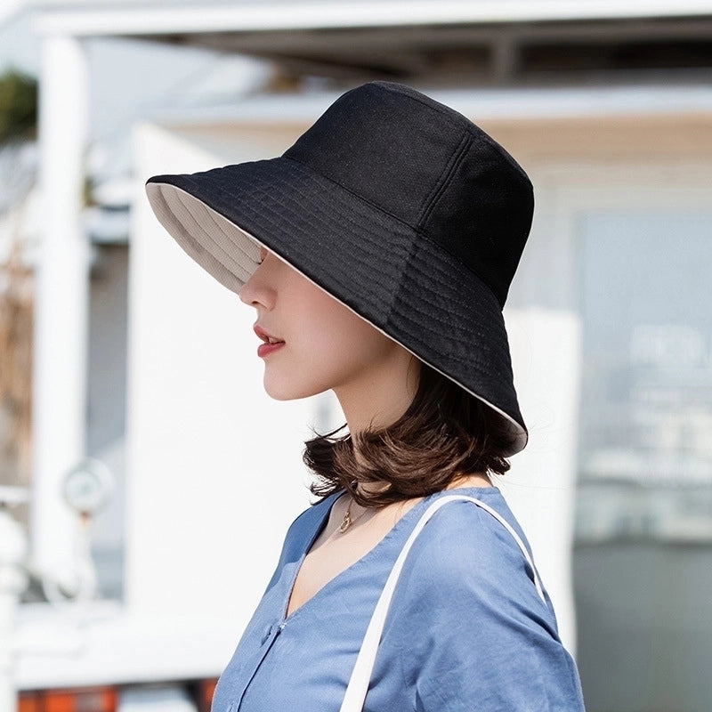 Women's Vacation Solid Color Big Eaves Bucket Hat