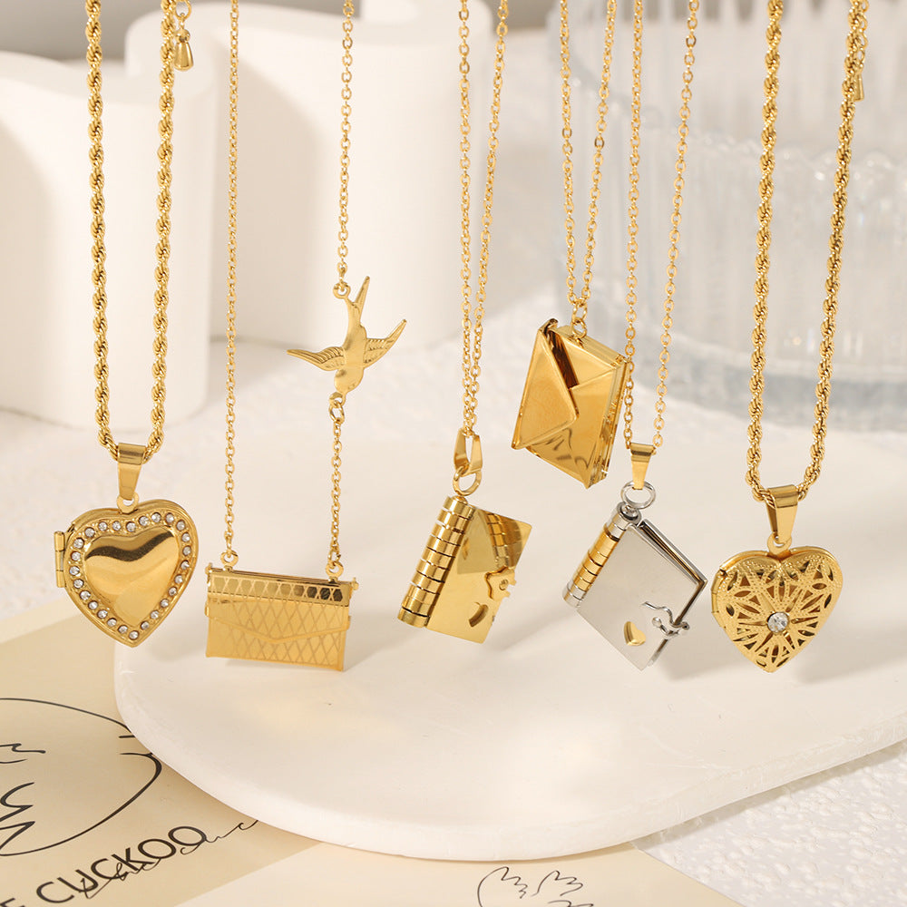 Heart Geometric Stainless Steel Electroplating Necklaces