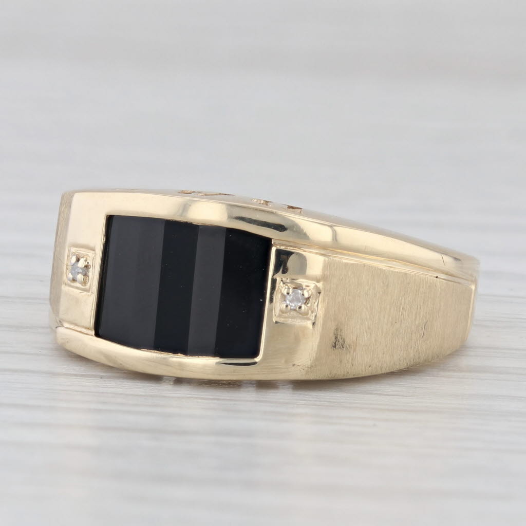 Onyx Diamond DAD Ring 10k Yellow Gold Size 10