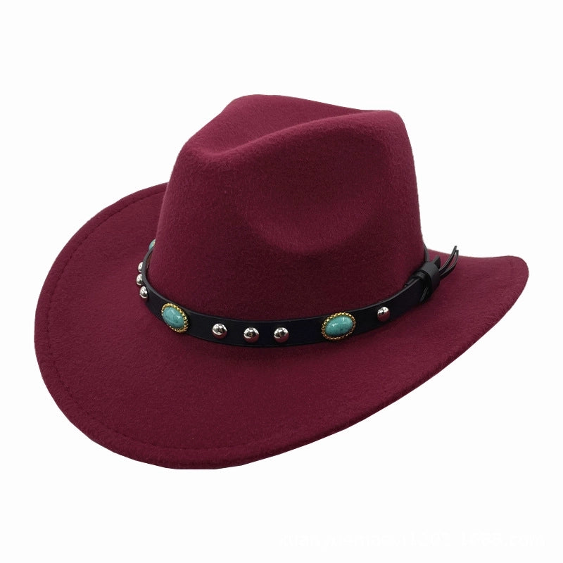 Men's And Women's Felt Top Hat Curling Emerald Sun Hat Cowboy Hat Sun Protection Fashion Hat