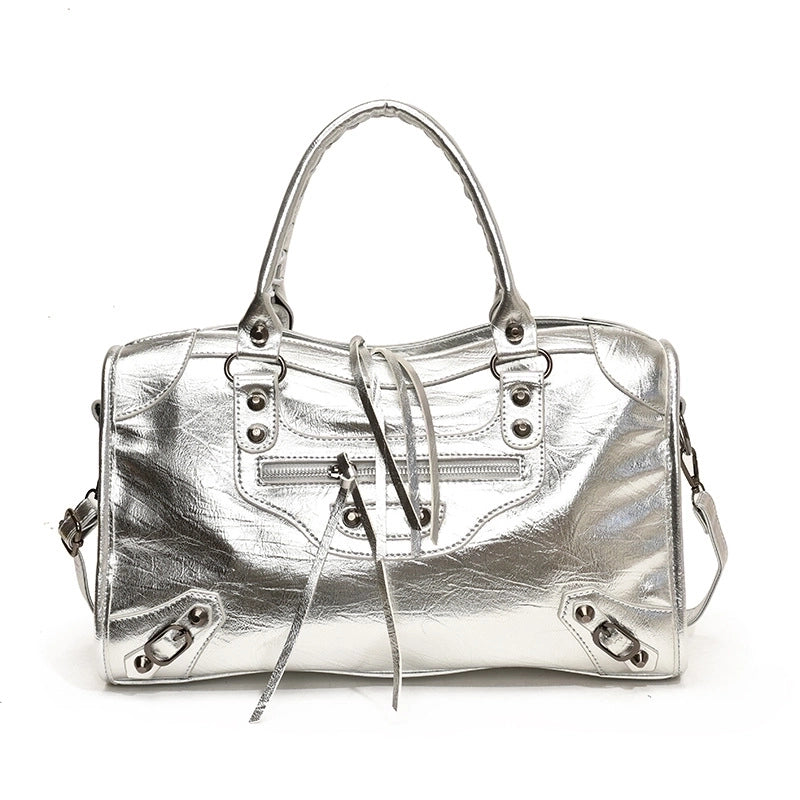 Women's Large Pu Leather Solid Color Vintage Style Ethnic Style Square Zipper Handbag