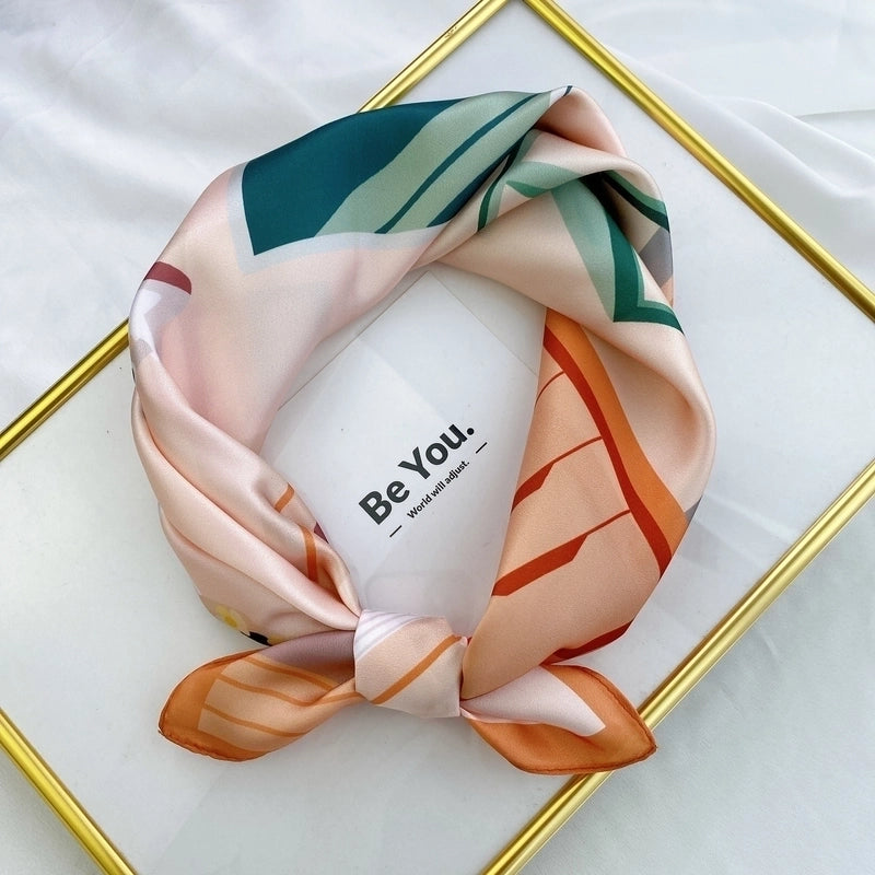 Fashion Contrast Color Printing Small Square Scarf