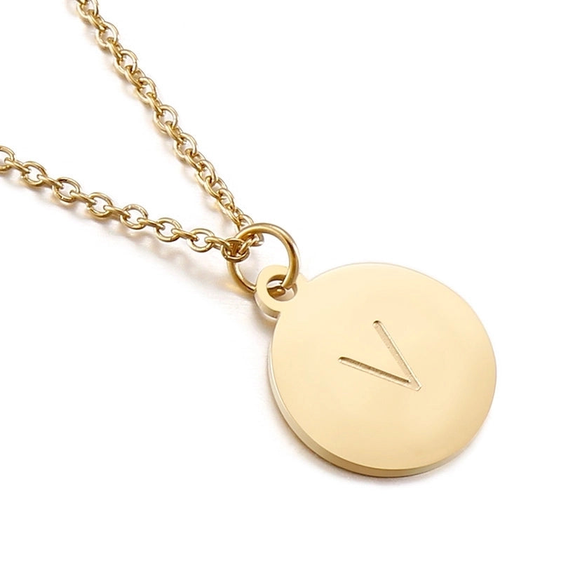 Titanium Steel 18K Gold Plated Minimalist Plating Letter Necklace