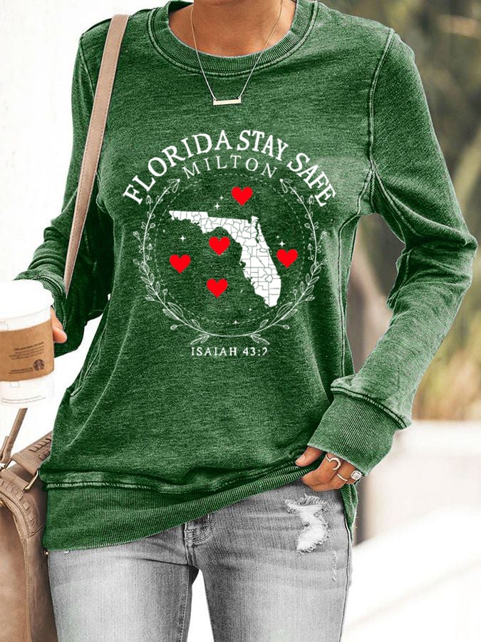 Women's Florida Stay Safe Print Casual Sweatshirt
