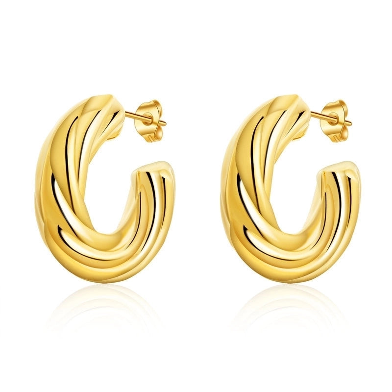 1 Pair Minimalist C Shape Polishing Stainless Steel Ear Studs